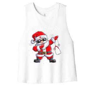 Christmas Scrub Tops Dabbing Santa Scrubs Nurse Squad Gift Women's Racerback Cropped Tank