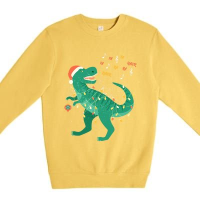 Cute Santa T Rex Singing Fa Ra Ra Rawr Xmas Funny Gift Dino Lover Cute Gift Premium Crewneck Sweatshirt