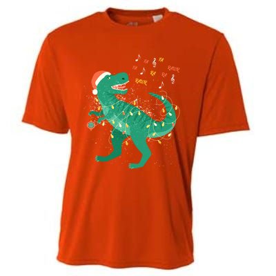 Cute Santa T Rex Singing Fa Ra Ra Rawr Xmas Funny Gift Dino Lover Cute Gift Cooling Performance Crew T-Shirt