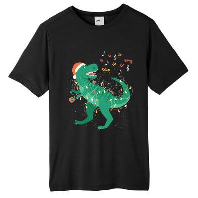 Cute Santa T Rex Singing Fa Ra Ra Rawr Xmas Funny Gift Dino Lover Cute Gift Tall Fusion ChromaSoft Performance T-Shirt