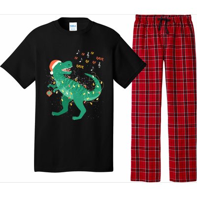 Cute Santa T Rex Singing Fa Ra Ra Rawr Xmas Funny Gift Dino Lover Cute Gift Pajama Set