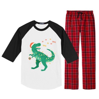 Cute Santa T Rex Singing Fa Ra Ra Rawr Xmas Funny Gift Dino Lover Cute Gift Raglan Sleeve Pajama Set