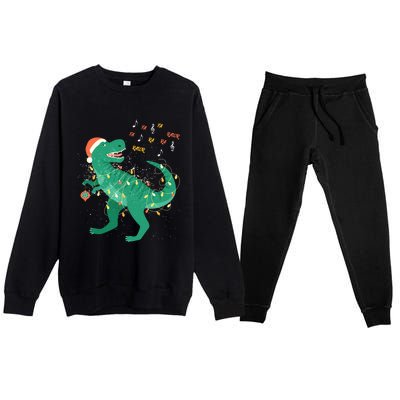 Cute Santa T Rex Singing Fa Ra Ra Rawr Xmas Funny Gift Dino Lover Cute Gift Premium Crewneck Sweatsuit Set