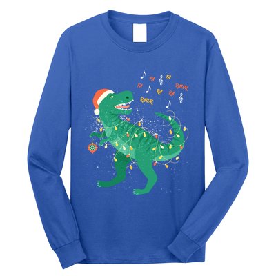 Cute Santa T Rex Singing Fa Ra Ra Rawr Xmas Funny Gift Dino Lover Cute Gift Long Sleeve Shirt