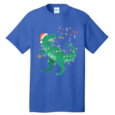 Cute Santa T Rex Singing Fa Ra Ra Rawr Xmas Funny Gift Dino Lover Cute Gift Tall T-Shirt