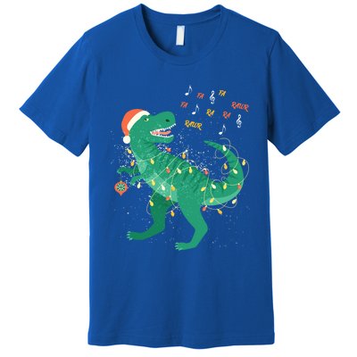 Cute Santa T Rex Singing Fa Ra Ra Rawr Xmas Funny Gift Dino Lover Cute Gift Premium T-Shirt