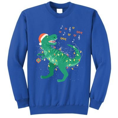 Cute Santa T Rex Singing Fa Ra Ra Rawr Xmas Funny Gift Dino Lover Cute Gift Tall Sweatshirt