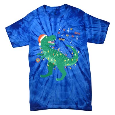 Cute Santa T Rex Singing Fa Ra Ra Rawr Xmas Funny Gift Dino Lover Cute Gift Tie-Dye T-Shirt