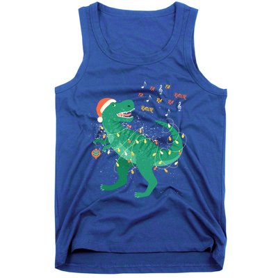 Cute Santa T Rex Singing Fa Ra Ra Rawr Xmas Funny Gift Dino Lover Cute Gift Tank Top