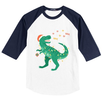 Cute Santa T Rex Singing Fa Ra Ra Rawr Xmas Funny Gift Dino Lover Cute Gift Baseball Sleeve Shirt