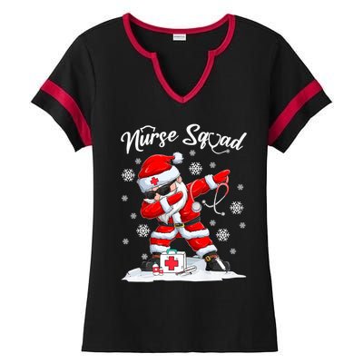 Christmas Scrub Tops Dabbing Santa Scrubs Nurse Squad Gift Ladies Halftime Notch Neck Tee