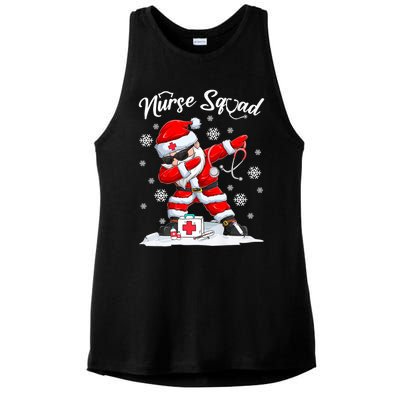 Christmas Scrub Tops Dabbing Santa Scrubs Nurse Squad Gift Ladies PosiCharge Tri-Blend Wicking Tank