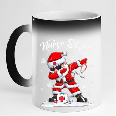 Christmas Scrub Tops Dabbing Santa Scrubs Nurse Squad Gift 11oz Black Color Changing Mug