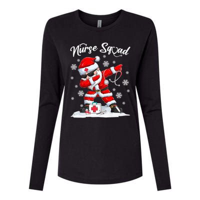 Christmas Scrub Tops Dabbing Santa Scrubs Nurse Squad Gift Womens Cotton Relaxed Long Sleeve T-Shirt