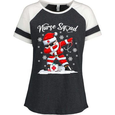 Christmas Scrub Tops Dabbing Santa Scrubs Nurse Squad Gift Enza Ladies Jersey Colorblock Tee