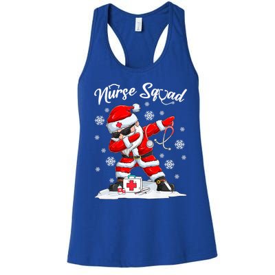 Christmas Scrub Tops Dabbing Santa Scrubs Nurse Squad Gift Women's Racerback Tank