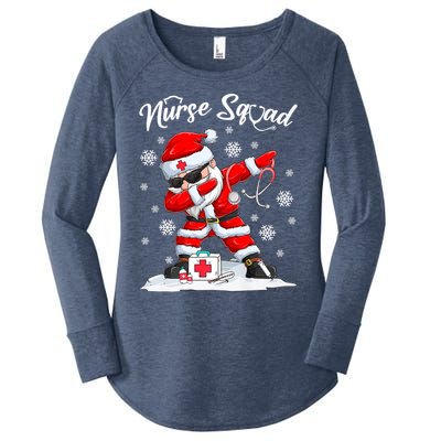 Christmas Scrub Tops Dabbing Santa Scrubs Nurse Squad Gift Women's Perfect Tri Tunic Long Sleeve Shirt