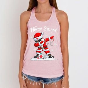 Christmas Scrub Tops Dabbing Santa Scrubs Nurse Squad Gift Women's Knotted Racerback Tank