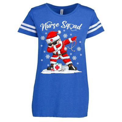 Christmas Scrub Tops Dabbing Santa Scrubs Nurse Squad Gift Enza Ladies Jersey Football T-Shirt