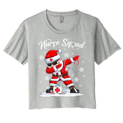 Christmas Scrub Tops Dabbing Santa Scrubs Nurse Squad Gift Women's Crop Top Tee