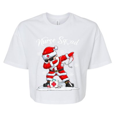 Christmas Scrub Tops Dabbing Santa Scrubs Nurse Squad Gift Bella+Canvas Jersey Crop Tee