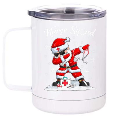 Christmas Scrub Tops Dabbing Santa Scrubs Nurse Squad Gift 12 oz Stainless Steel Tumbler Cup