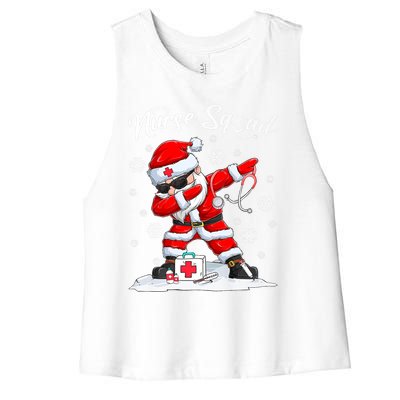 Christmas Scrub Tops Dabbing Santa Scrubs Nurse Squad Gift Women's Racerback Cropped Tank