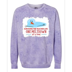 Christmas Surviving Teacher Life Meltdown Xmas Colorblast Crewneck Sweatshirt