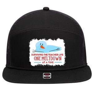 Christmas Surviving Teacher Life Meltdown Xmas 7 Panel Mesh Trucker Snapback Hat