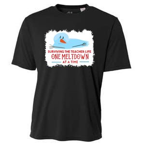 Christmas Surviving Teacher Life Meltdown Xmas Cooling Performance Crew T-Shirt