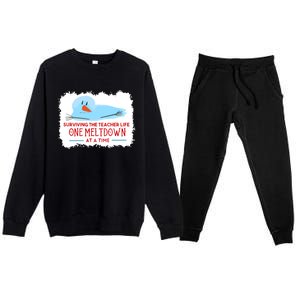 Christmas Surviving Teacher Life Meltdown Xmas Premium Crewneck Sweatsuit Set