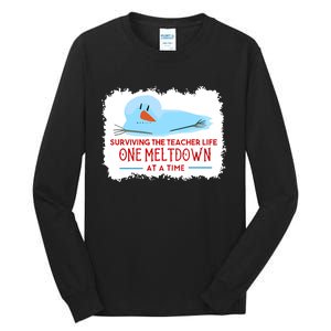 Christmas Surviving Teacher Life Meltdown Xmas Tall Long Sleeve T-Shirt