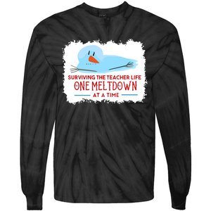 Christmas Surviving Teacher Life Meltdown Xmas Tie-Dye Long Sleeve Shirt