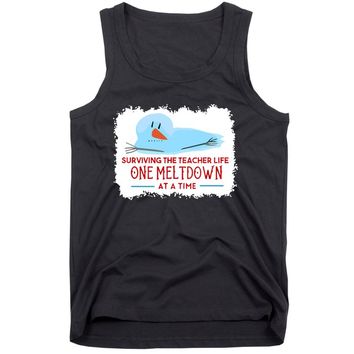 Christmas Surviving Teacher Life Meltdown Xmas Tank Top