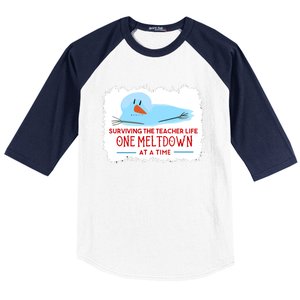 Christmas Surviving Teacher Life Meltdown Xmas Baseball Sleeve Shirt