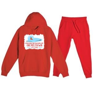 Christmas Surviving Teacher Life Meltdown Xmas Premium Hooded Sweatsuit Set