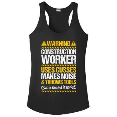 Construction Site Throws Tools Construction Worker Gift Ladies PosiCharge Competitor Racerback Tank