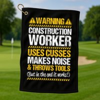 Construction Site Throws Tools Construction Worker Gift Golf Towel