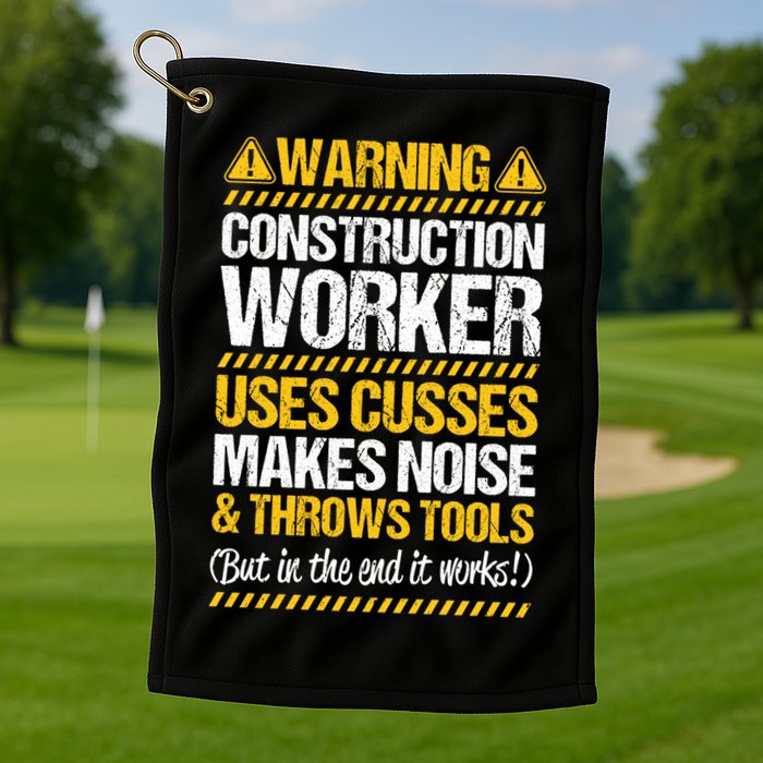Construction Site Throws Tools Construction Worker Gift Golf Towel