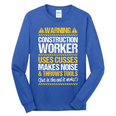 Construction Site Throws Tools Construction Worker Gift Tall Long Sleeve T-Shirt