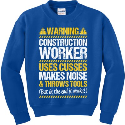 Construction Site Throws Tools Construction Worker Gift Kids Sweatshirt