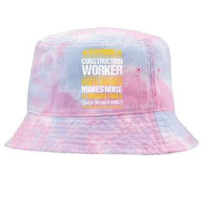 Construction Site Throws Tools Construction Worker Gift Tie-Dyed Bucket Hat