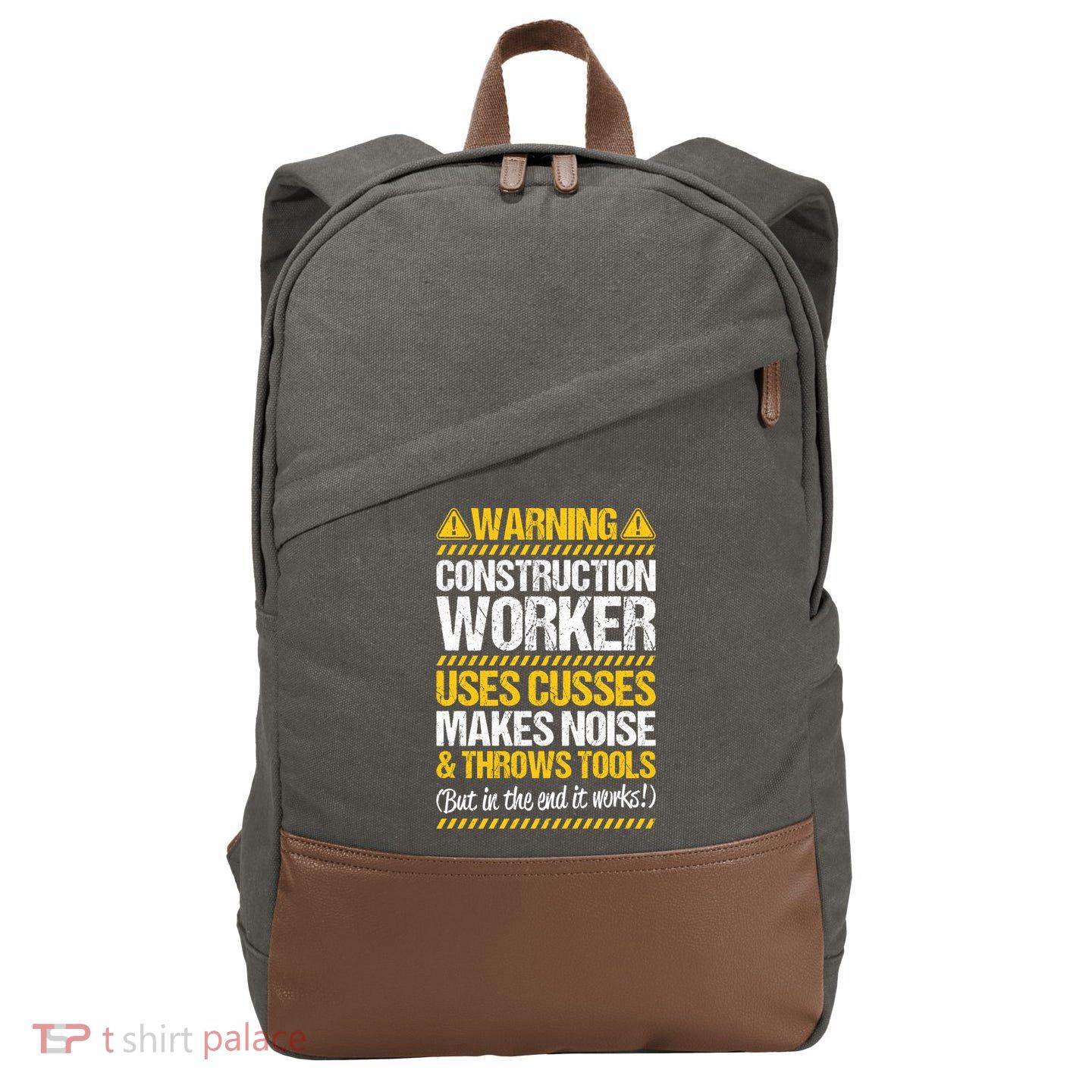 Construction Site Throws Tools Construction Worker Gift Cotton Canvas Backpack