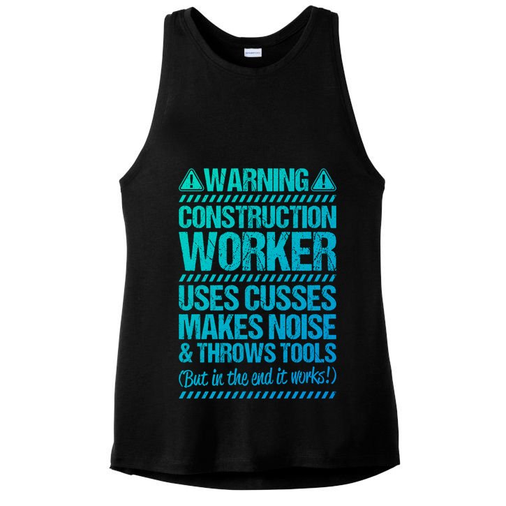 Construction Site Throws Tools Construction Worker Gift Ladies PosiCharge Tri-Blend Wicking Tank