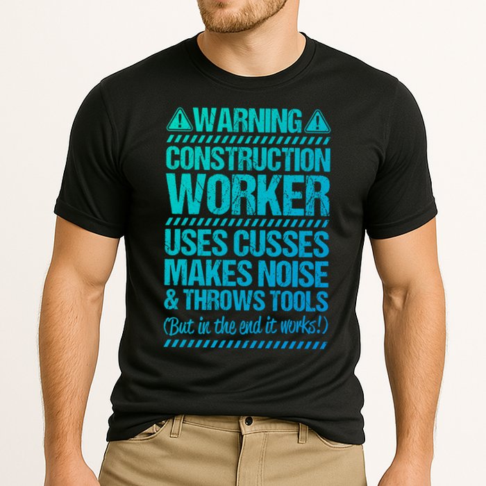 Construction Site Throws Tools Construction Worker Gift Cooling Performance Crew T-Shirt