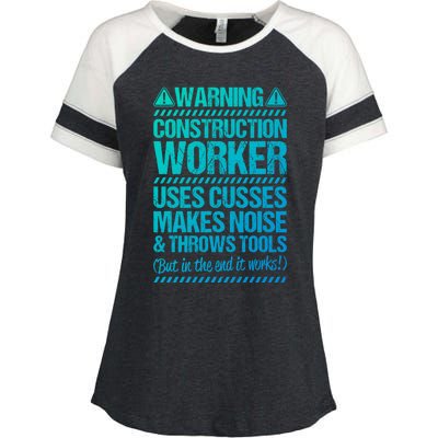 Construction Site Throws Tools Construction Worker Gift Enza Ladies Jersey Colorblock Tee