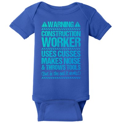Construction Site Throws Tools Construction Worker Gift Baby Bodysuit