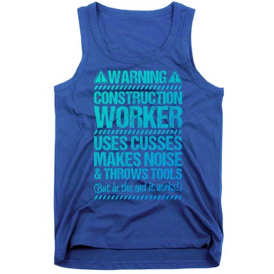 Construction Site Throws Tools Construction Worker Gift Tank Top