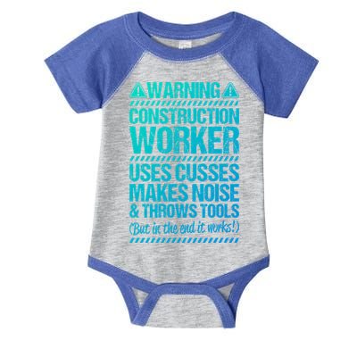 Construction Site Throws Tools Construction Worker Gift Infant Baby Jersey Bodysuit