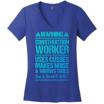 Construction Site Throws Tools Construction Worker Gift Women's V-Neck T-Shirt